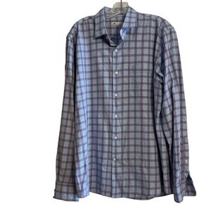 🌺PETER MILLAR Men's Button Up Shirt Size Large Lavender / Blue Long Sleeve L🌺
